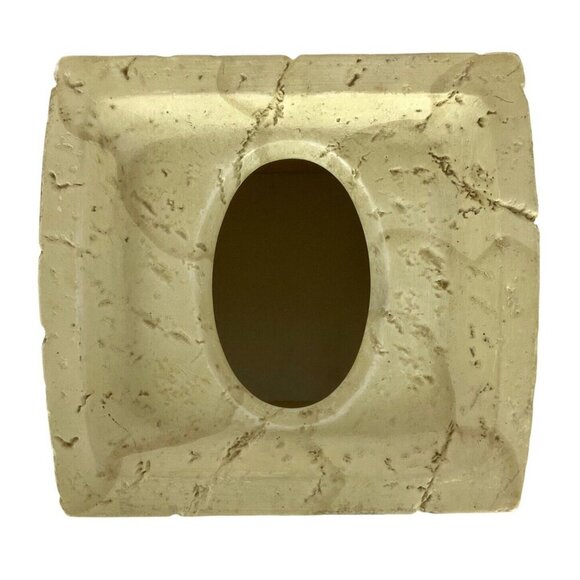 Faux Stone Tissue Box Cover Beige Square Handpainted Rustic Bathroom Decor - Picture 6 of 7